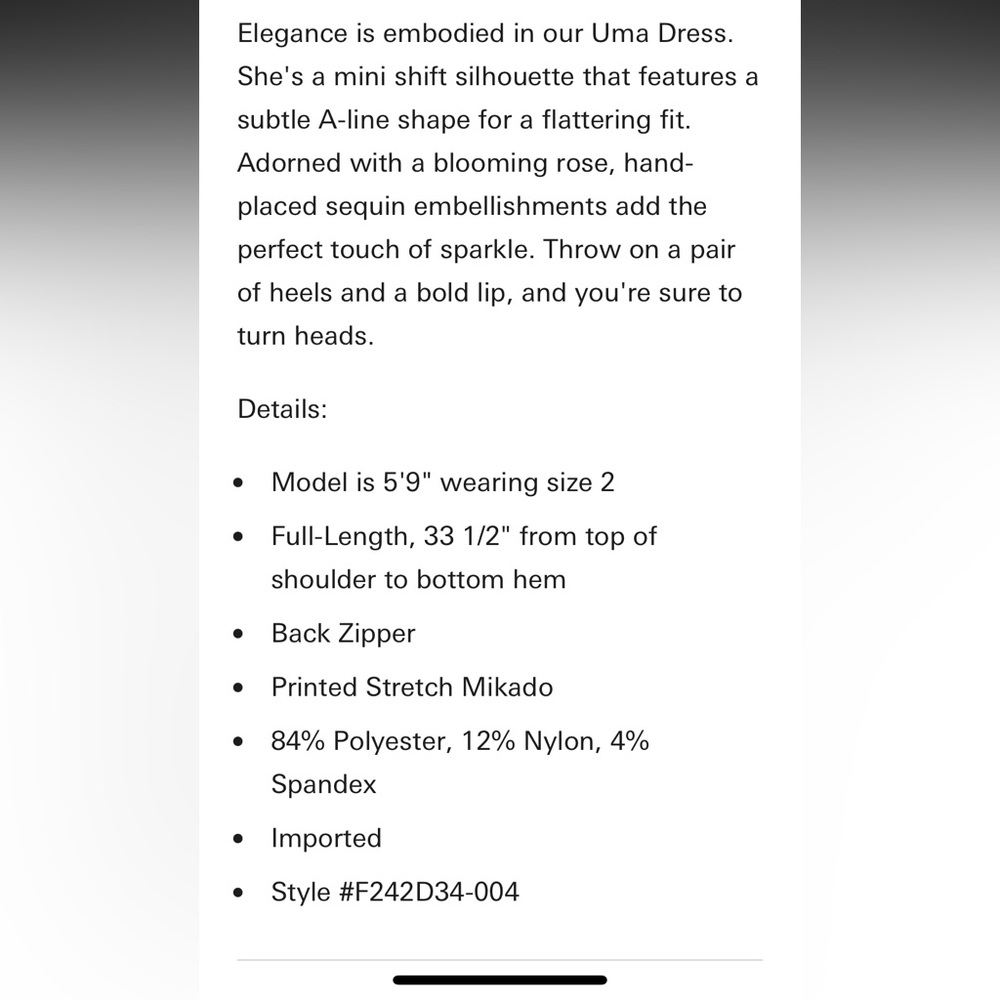 Sachin and Babi Uma Mini Dress, Blooming Rose, Black Cocktail Dress - Picture 7 of 7